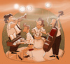 Cartoon: JazzBand (small) by droigks tagged jazz jazzband jazzkeller musik band trompete bläser kontrabass schlagzeug keyboard groove