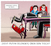 Cartoon: Wolodymyr  meets Wladimir (small) by markus-grolik tagged putin,russland,eu,europa,ukraine,selenskyj,merkel,macron,paris,kiew,moskau