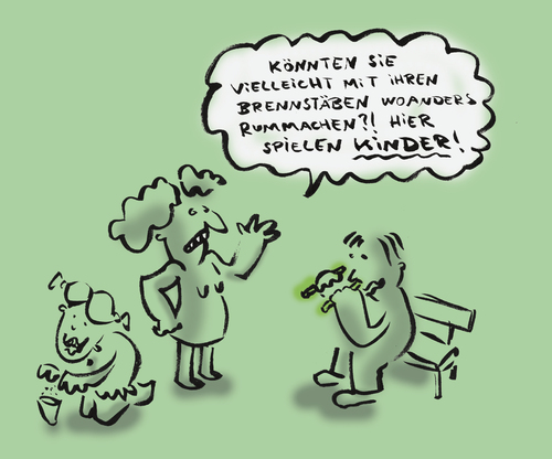 Cartoon: Anti-AKW-Mütter (medium) by Ludwig tagged akw,atomkraft,mütter,mother,nuclear,power,plant,kinder,spielplatz