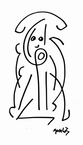 Cartoon: symbolic figure (medium) by Krzychu tagged creature,figure,abstract,look,art,naive,folk,fantasy,surpraised,symbolic