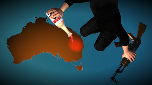 Cartoon: Sad day for Australia (medium) by TwoEyeHead tagged australia,terrorism,isis,isil,brisbane,sydney,nsw,queensland