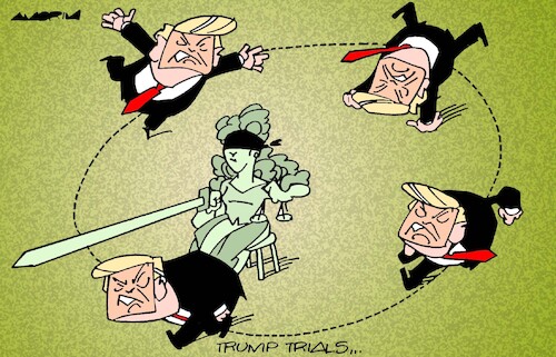 Cartoon: Trump trials (medium) by Amorim tagged us,election,2024,trump,usa,us,election,2024,trump,usa