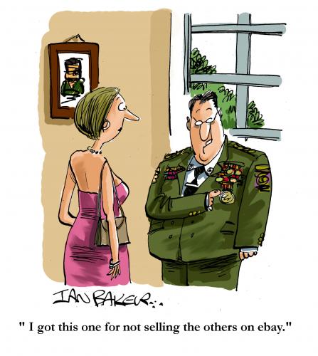 Cartoon: Readers Digest USA (medium) by Ian Baker tagged army,medals,military,ebay
