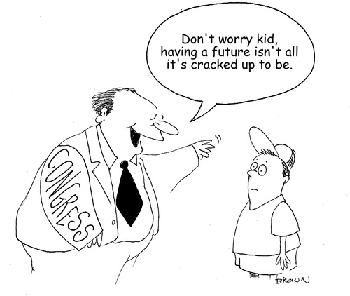 Cartoon: Who needs a future (medium) by Joebrowntoons tagged congress,debt,fiscalcliff,deficit,future,kids,children,politicians,politicalcartoon