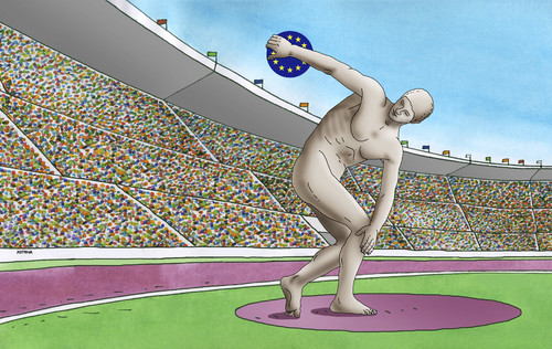 Cartoon: discobol (medium) by Lubomir Kotrha tagged greece,syriza,eu,ecb,europe,world