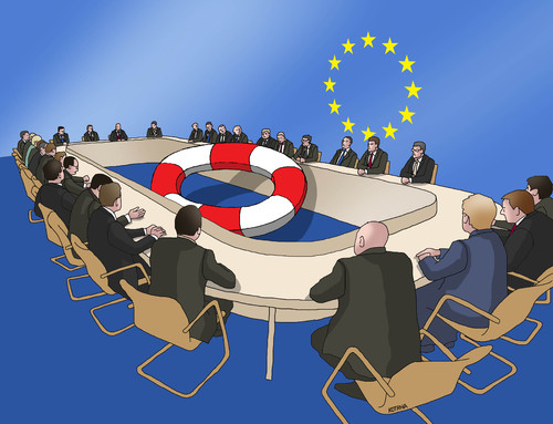 Cartoon: eukoleso16 (medium) by Lubomir Kotrha tagged eu,summit,bratislava,slovakia,europe,sos,euro,world