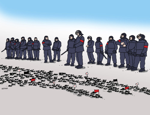 Cartoon: extremravce (medium) by Lubomir Kotrha tagged protests,police,eu,world,imigrants