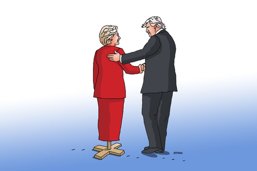 Cartoon: hidotv (medium) by Lubomir Kotrha tagged hillary,clinton,donald,trump,usa,dollar,president,election,world