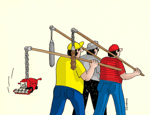 Cartoon: kombacep-far (medium) by Lubomir Kotrha tagged europe,farmers,protests,europe,farmers,protests