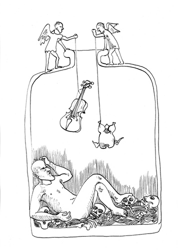Cartoon: misery of Dalibor (medium) by Jan Kment tagged art,food,fidle,choice,profit