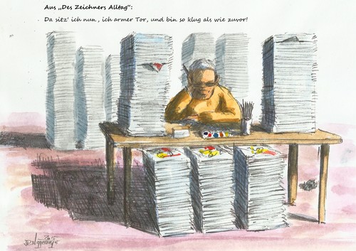 Cartoon: Da sitz ich nun... (medium) by Jori Niggemeyer tagged zeichner,zeichnen,cartoon,illustration,themen,leipzig,kreativität,antrieb,spaß,freude,frust,deprimiert,fleiß,niggemeyer,joricartoon