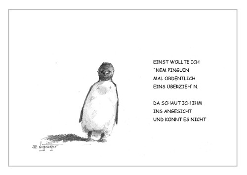 Cartoon: Der Pinguin (medium) by Jori Niggemeyer tagged lächeln,freundlichkeit,frack,antarktis,kalt,interpretation,pinguin,reim,joricartoon,niggemeyer,cartoon,tiere