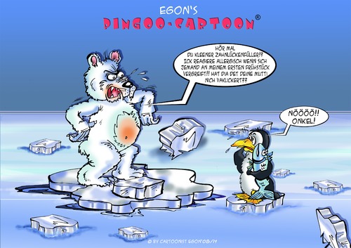Cartoon: Wo ist mein Frühstück? (medium) by Egon58 tagged esbär,pinguin,eisscholle