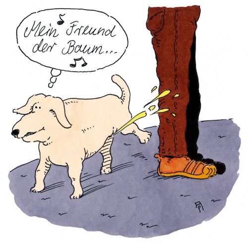 Cartoon: der baum (medium) by Andreas Prüstel tagged hund,baum,schlager,alexandra,cartoon,karikatur,andreas,pruestel,hund,baum,schlager,alexandra,cartoon,karikatur,andreas,pruestel