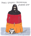 Cartoon: wm-couture (small) by Andreas Prüstel tagged fussball,toleranz,burka,publicviewing