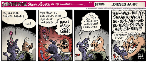 Cartoon: Schweinevogel Dieses Jahr (medium) by Schweinevogel tagged glück,comic,comicstrip,beherrschung,feuerwerk,knaller,silvester,jahr,neues,vorsätze,gute,leben,funny,novel,short,schwarwel