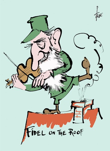 Cartoon: Fiddler on the roof (medium) by tiede tagged fiddler,on,the,roof,fidel,castro,anatevka,musical,tiede,tiedemann,cartoon,karikatur,fiddler,on,the,roof,fidel,castro,anatevka,musical,tiede,tiedemann,cartoon,karikatur
