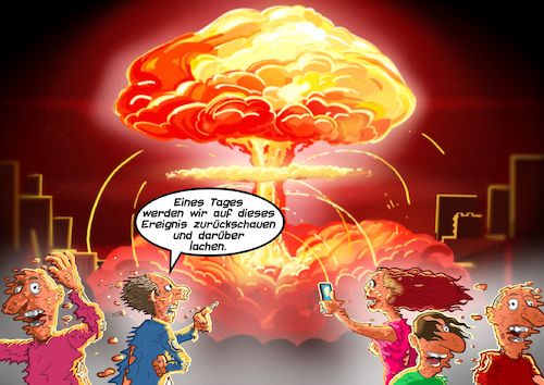 Cartoon: Atompilz (medium) by Joshua Aaron tagged atombombe,atomkraftwerk,atompilz,nuklearexplosion,optimismus,atombombe,atomkraftwerk,atompilz,nuklearexplosion,optimismus