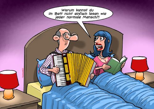 Cartoon: Nachtmusik (medium) by Chris Berger tagged akkordeon,ziehharmonika,bett,einschlafen,schlaf,abends,akkordeon,ziehharmonika,bett,einschlafen,schlaf,abends