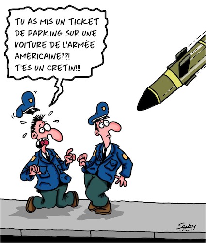 Cartoon: Ticket (medium) by Karsten Schley tagged trump,iran,soleimani,drones,politique,missiles,guerre,trump,iran,soleimani,drones,politique,missiles,guerre