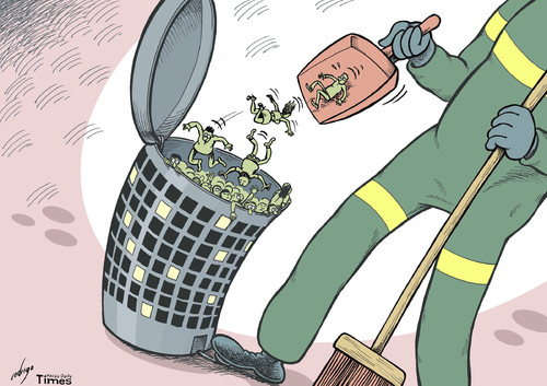 Cartoon: Garbage housing (medium) by rodrigo tagged housing,urban,planing,big,cities,people,houses,real,estate