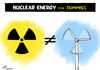 Cartoon: Nuclear versus green power (small) by rodrigo tagged nuclear,energy,power,plant,eolic,natural,green,renewable,source,electric,solar,biofuel,biodiesel,global,warming