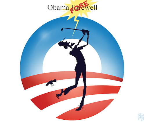 Cartoon: Obama Farewell (medium) by NEM0 tagged barack,obama,farewll,golf,fore,goof,vacation,hawai,liar,lies,worst,us,usa,president,administration,nemo,nem0,barack,obama,farewll,golf,fore,goof,vacation,hawai,liar,lies,worst,us,usa,president,administration