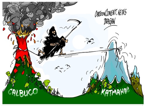 Cartoon: Calbuco Kathmandu (medium) by Dragan tagged calbuco,kathmandu,nepal,desastres,naturales,cartoon