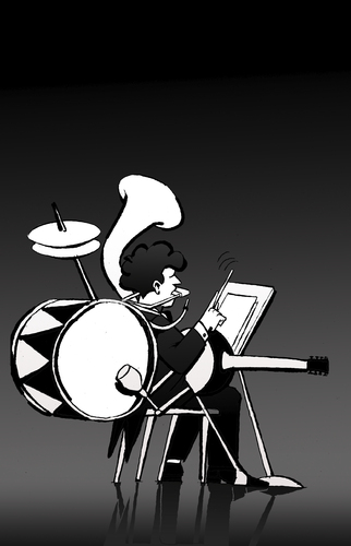 Cartoon: One Man Band... (medium) by berk-olgun tagged one,man,band