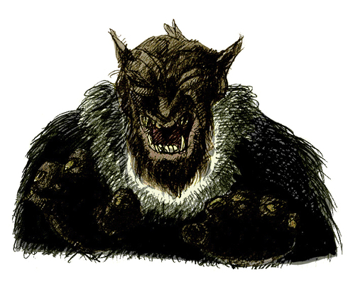 Cartoon: grinning beast (medium) by jenapaul tagged monster,beast,humor,grin,fantasy
