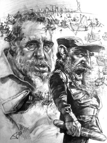 Cartoon: Fidel Castro (medium) by Tonio tagged caricature,portrait,politics,cuba,communist
