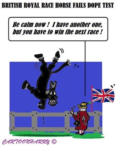 Cartoon: Dope Test (medium) by cartoonharry tagged england,royalty,horse,doping