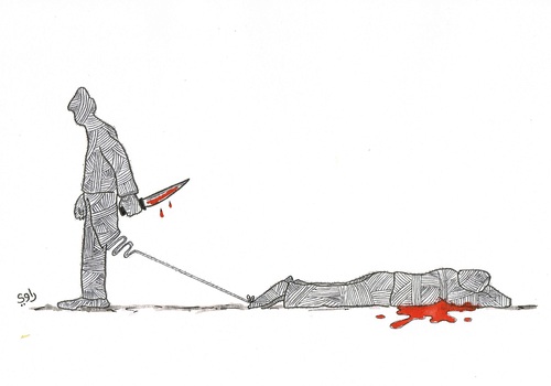Cartoon: homicide (medium) by Raoui tagged homicide,kill,blood,man,crime,knife,wool