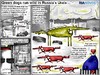Cartoon: Green dogs run wild (small) by bob schroeder tagged comic webcomic pack dog green food illegal dump outskirts yekaterinburg local resident factory chemical waste police spokesman people hound guard village snow emerald