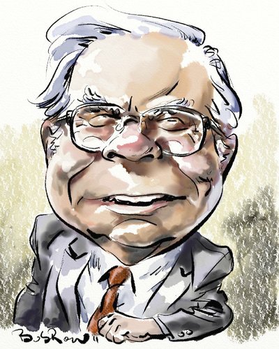 Cartoon: Warren Buffet (medium) by Bob Row tagged buffet,tax,cuts,financial,investor,economy