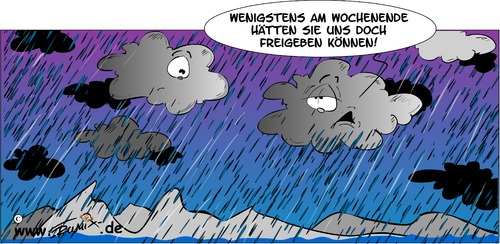 Cartoon: Scheiss Überstunden ... (medium) by Trumix tagged regen,wolken,ueberschwemmung,fluss,wasser,wetter,umwelt,gewitter,unwetter,regen,wolken,ueberschwemmung,fluss,wasser,wetter,umwelt,gewitter,unwetter