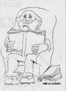 Cartoon: Age and wisdom (small) by jjjerk tagged age,wisdom,dicionary,cartoon,caricature,glasses,chair