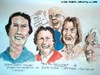 Cartoon: Sligo Poetry Group (small) by jjjerk tagged yeats,sligo,town,poetry,reading,cartoon,caricature,poets,red,blue,yellow