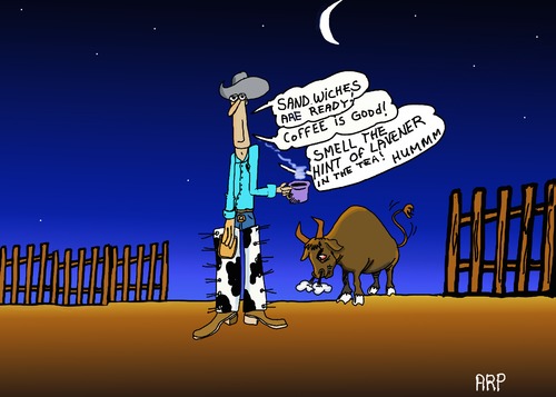 Cartoon: COWPOKE (medium) by tonyp tagged arp,cow,cowboy,poke,rookie,cowman