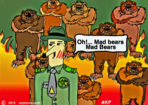 Cartoon: Mad Bears (medium) by tonyp tagged arp,fire,forest,bear,ranger,arptoons