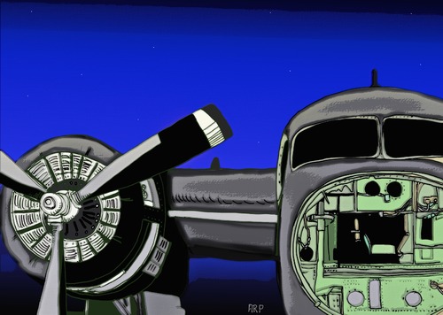 Cartoon: Not all parts there (medium) by tonyp tagged arp,plane,old,parts,night,sky,planes
