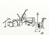 Cartoon: WHATS LEFT (small) by tonyp tagged arp music instraments drums mic piano sax fidle