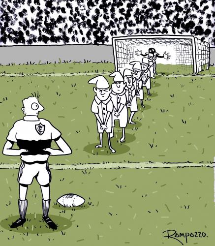 Cartoon: Futebol (medium) by Marcelo Rampazzo tagged futebol,,fußball,fussball,torschütze,fußballspieler,spieler,sportler,mauer,verteidigung,schießen,zielen,spielfeld,zwerge,sieben,märchen,bizarr