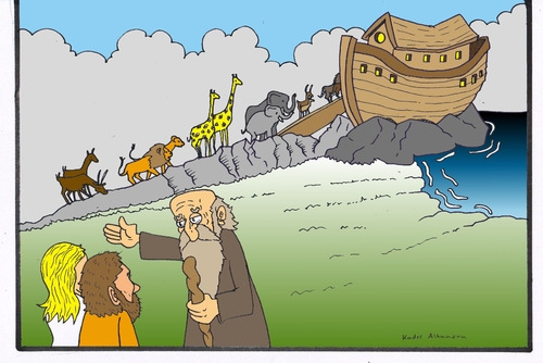 Cartoon: Die Arche Noah (medium) by kader altunova tagged arsche,noha,mensch,tier,meer,schiff
