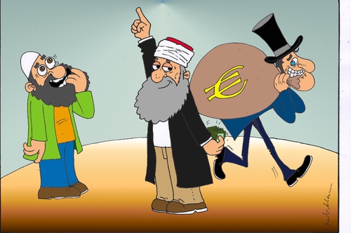 Cartoon: Gott im Himmel (medium) by kader altunova tagged politiker,imam,euro,himmel,gott