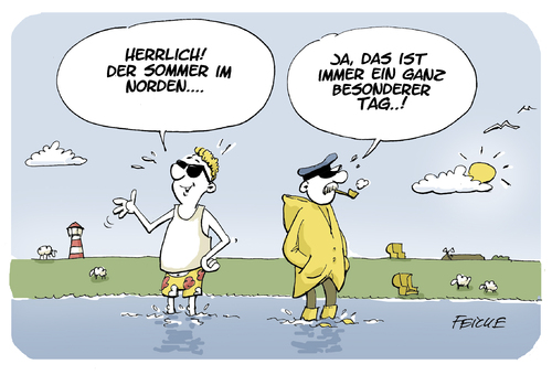 Cartoon: Sommer im Norden (medium) by FEICKE tagged sommer,wetter,norddeutschland,hamburg,holstein,niedersachsen,küste,klima,sommer,wetter,norddeutschland,hamburg,holstein,niedersachsen,küste,klima