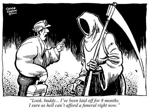 Cartoon: Death on the installment plan (medium) by carol-simpson tagged death,work,economy,unemployment