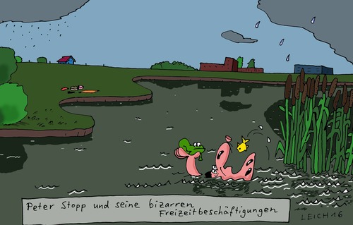 Cartoon: Einblick (medium) by Leichnam tagged einblick,peter,stopp,bizarr,grotesk,freizeit,hobby,tümpel,teich,getier