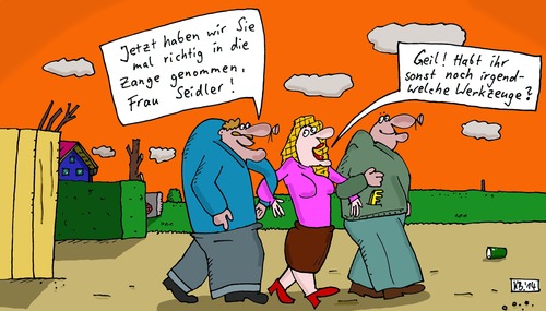 Cartoon: Frau Seidler (medium) by Leichnam tagged frau,seidler,zange,werkzeuge,geil,belustigt,herren,spaziergang,eingehenkelt
