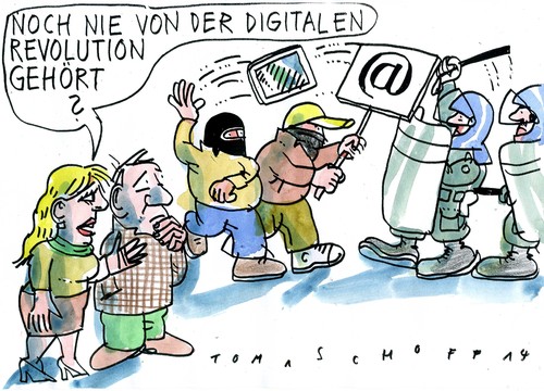 Cartoon: digitale Revolution (medium) by Jan Tomaschoff tagged digitale,revolution,agenda,digitale,revolution,agenda